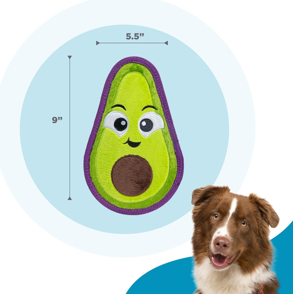 Outward Hound Tough Skinz Durable Chew Plush Squeaky Dog Toy, Avocado, 9" | 4 Tough Layers, Triple Stitched Seams, No Stuffing, Less Mess, Jumbo Squeaker, Fetch & Toss, Tough Chewers, Dogs & Puppies