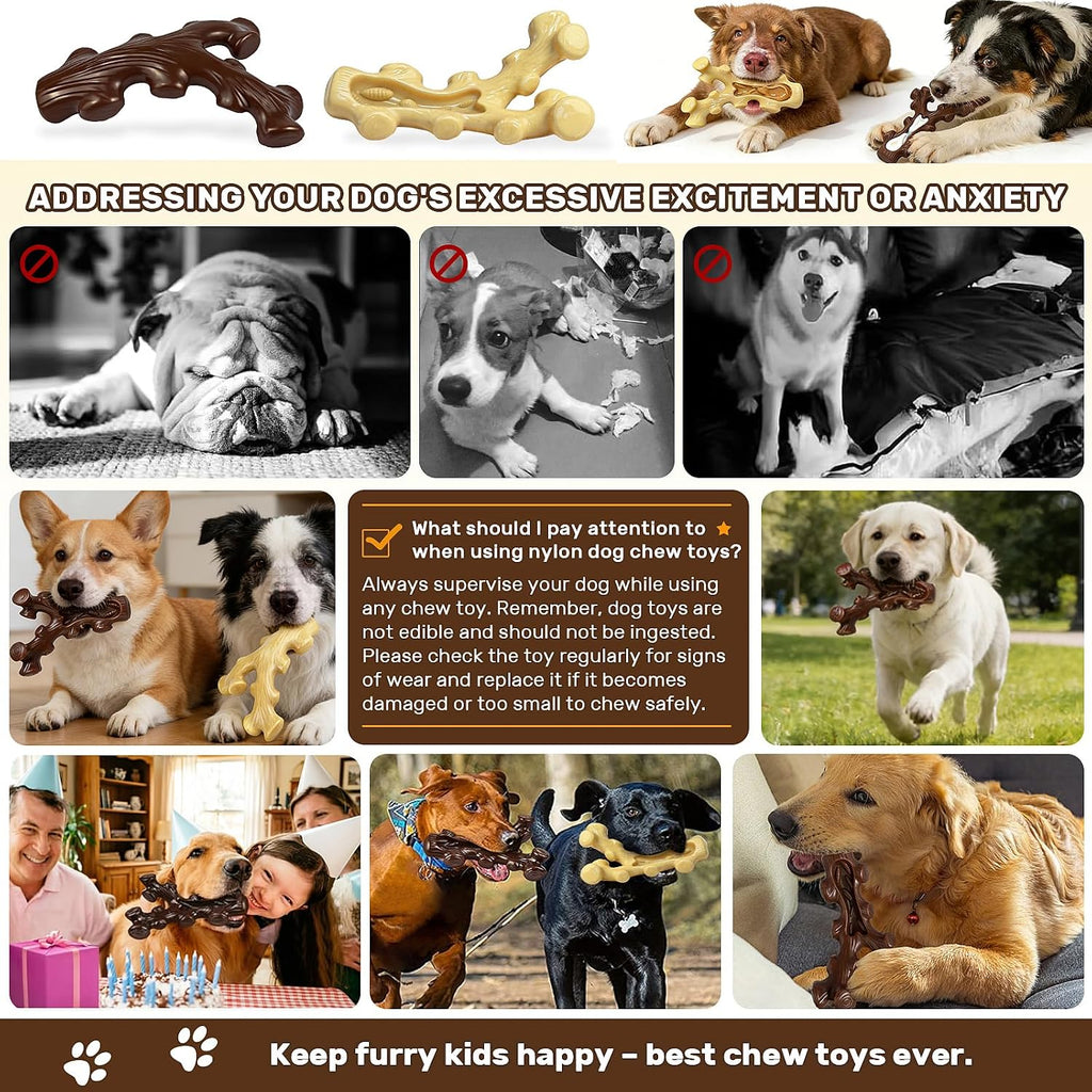SIHRMIU 2 Pack Dog Chew Toys for Aggressive Chewers,Boredom and Stimulating Best Dog Toys for Medium/Large Breed,Tough Almost Indestructible Dog Bones for Teeth Cleaning and Training