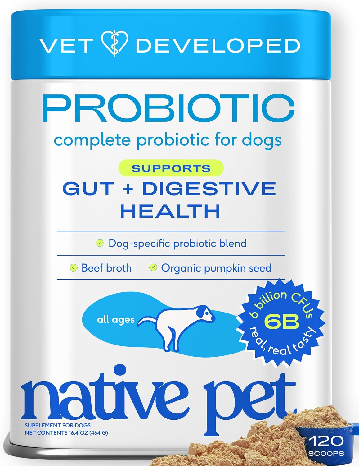 Native Pet Pumpkin for Dogs - Organic Dog Food Topper Powder - Promotes Firm Stools, Supports Digestive, Bowel Health & Nutrient Absorption - USDA Organic, Rich in Fiber with Real Pumpkin - 30 Scoops