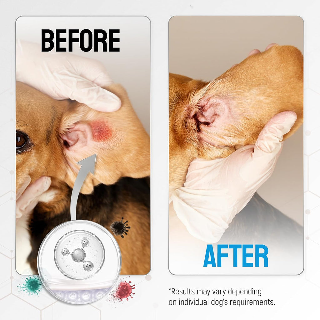 SILVER GRADE Dog Wound Spray Helps with Hot Spots, Irritations, Bites, Burns, Rashes, Itch, Scratching – Better Use with a Dog Cone to Stop Licking – Safe for Large and Small Breeds – 4 oz