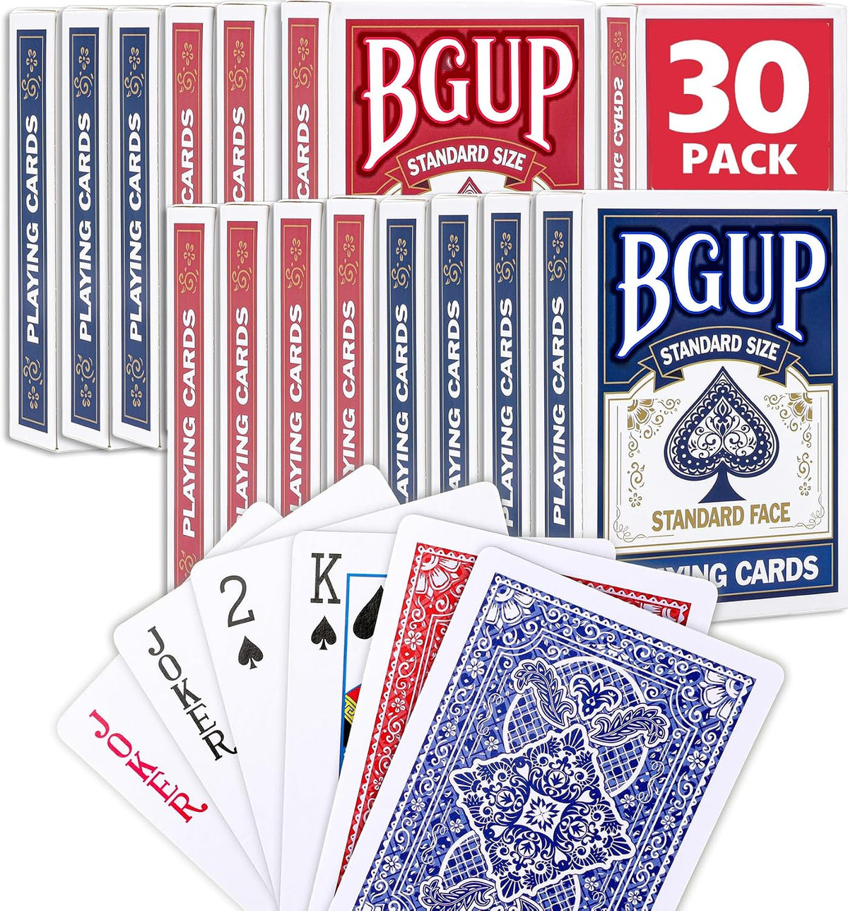 Playing Cards, 16 Decks of Cards Bulk Standard Size Poker Cards, Perfect for Classic Card Games, Party Games, Blackjack, Card Games for Families & Magic Performances (Red/Blue)