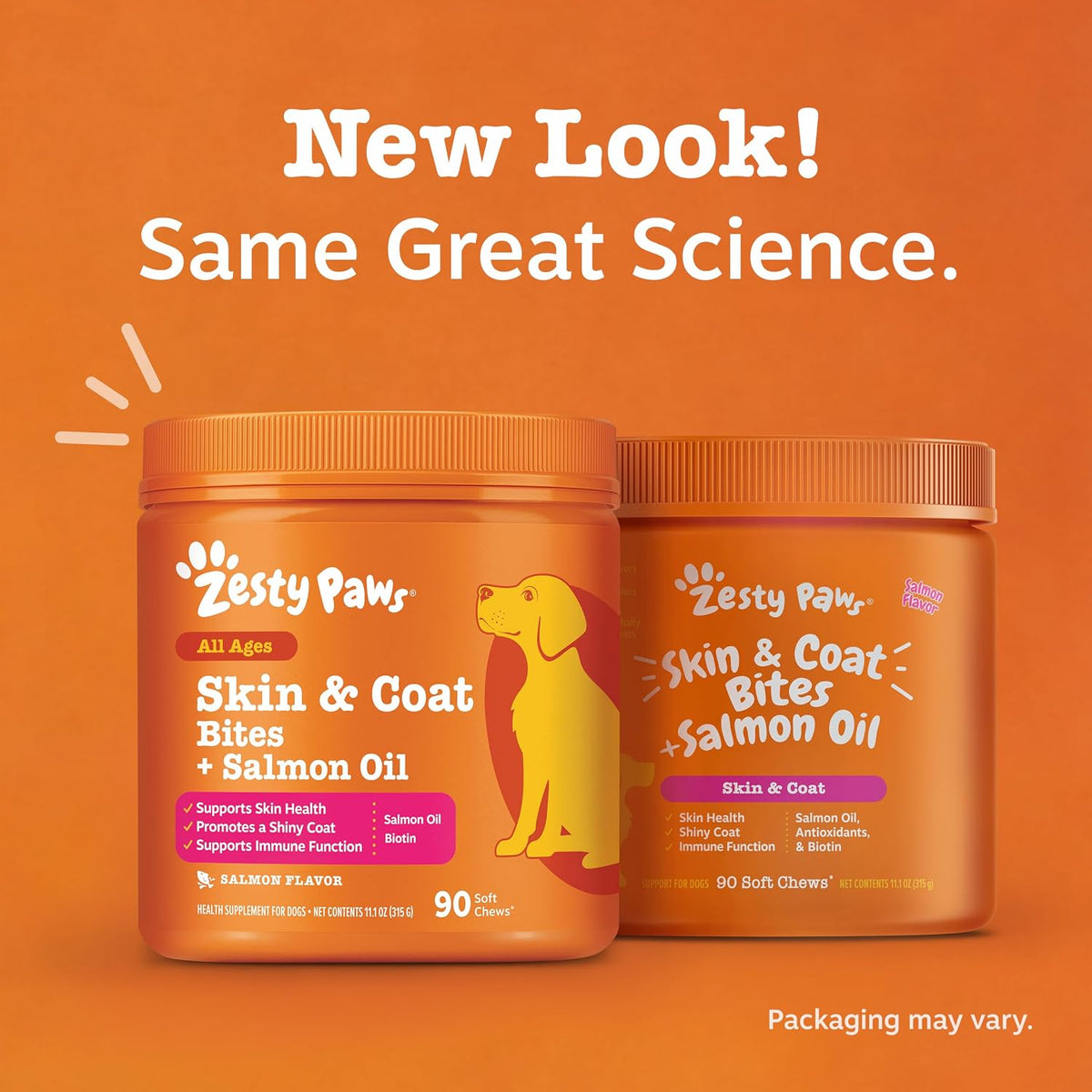 Zesty Paws Salmon Oil for Dogs - Skin & Coat Chews, Salmon, 90 Ct