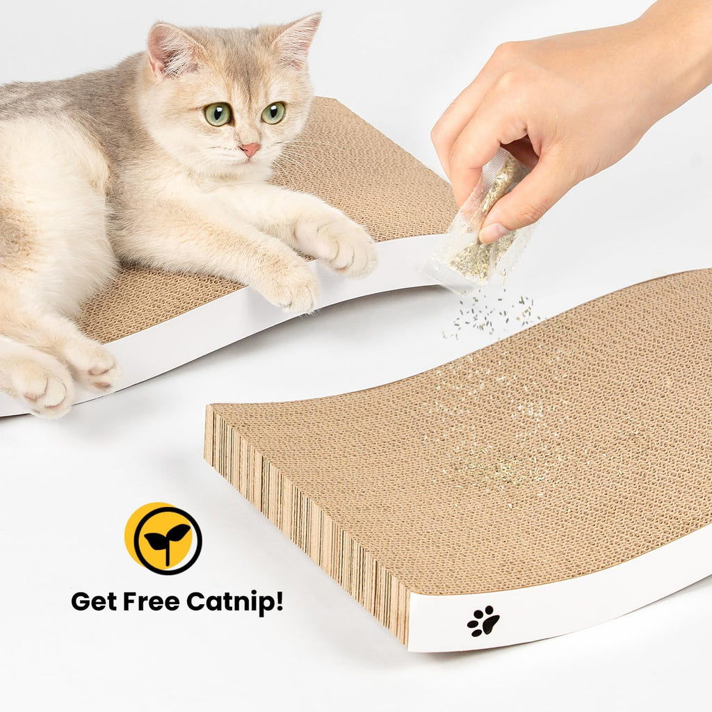Cat Scratcher, Durable Scratch Pad, Corrugated Cardboard Scratching Board for Indoor Cats, Heavy Duty, Double-Sided Usability, Recyclable, with Catnip, Medium, 1 Pack