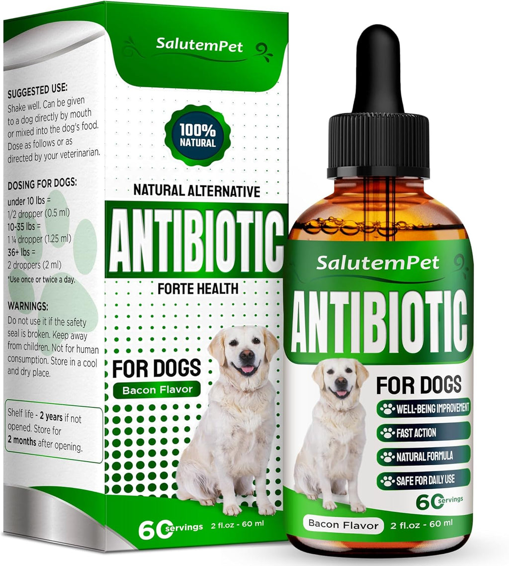 Dog Antibiotics for Infections, Cough, & Itching | Natural Antibiotics for Dogs for All Ages to Promote Wound Healing | Dog UTI Treatment and Tooth Infection Treatment | Chicken Flavor | 2 Oz