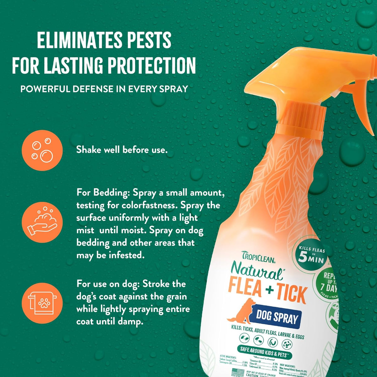 TropiClean Maximum Strength Flea Spray for Dogs and Home, 16oz