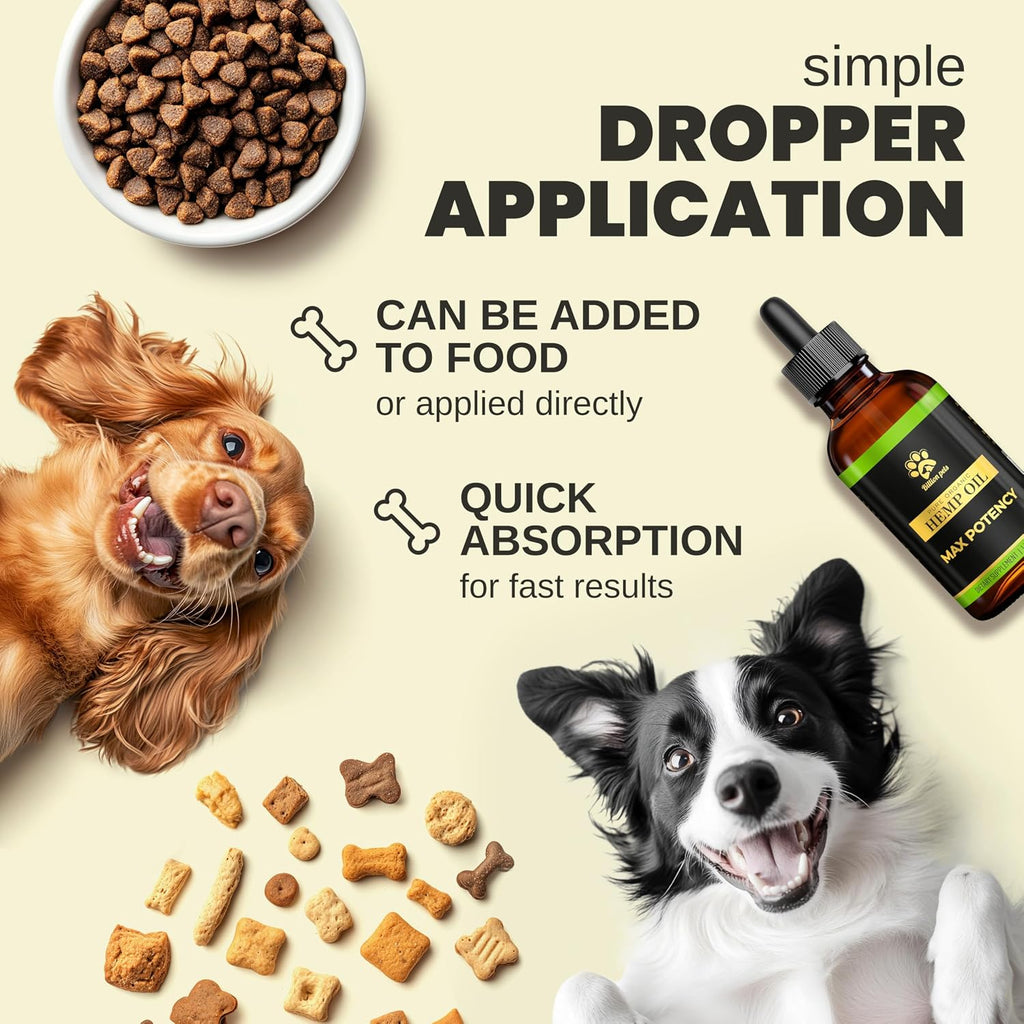Billion Pets - Hemp Oil for Dogs and Cats - Helps with Anxiety, Pain, Stress, Sleep, Arthritis, Seizures Relief - Hip and Joint Support - Calming Drops