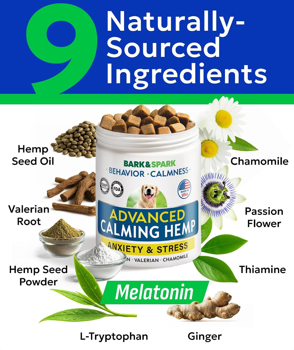 Hemp Calming Treats for Dogs - Stress&Anxiety Relief, Travel&Separation