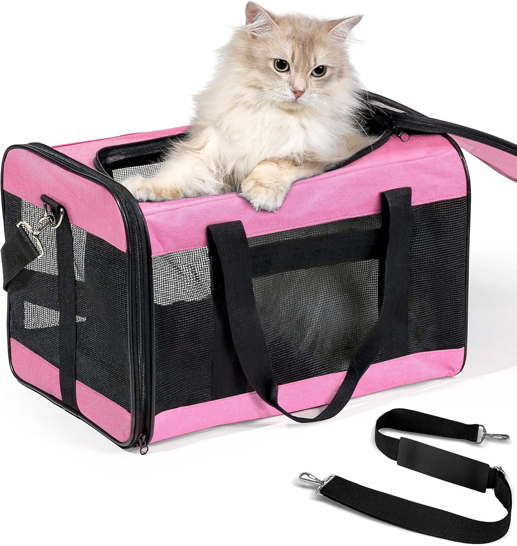 Conlun Cat Carrier Soft-Sided Pets Travel Carriers up to 15 Lbs,Black M