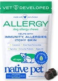 Native Pet Dog Allergy Chews for Medium Breeds - Itchy Skin and Seasonal Itch Support - Colostrum, Probiotics, Spirulina - 30 Chews