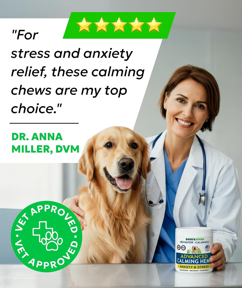 Hemp Calming Treats for Dogs - Stress&Anxiety Relief, Travel&Separation