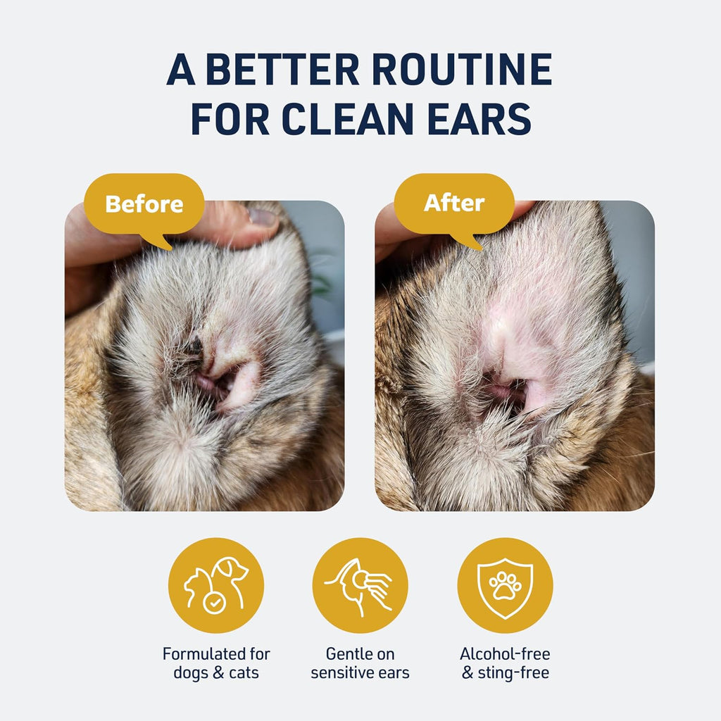 Veterinary Formula Clinical Care Ear Therapy Cleaner for Dogs & Cats, 4 oz | Alcohol-free formula, removes wax, debris and odor-causing buildup