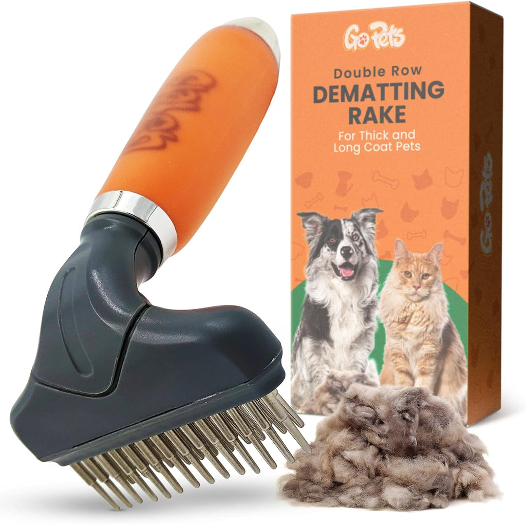 GoPets 2-in-1 Deshedding & Dematting Comb & Grooming Brush for Dogs & Cats