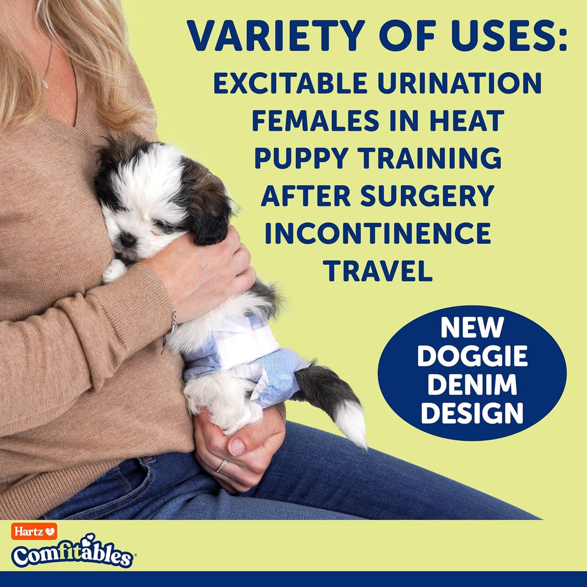 Hartz Disposable Dog Diapers, Size M 32 count, Comfortable & Secure Fit, Easy to Put On | Comfortable & Secure Fit, Easy to Put On, Super Absorbent, Breathable Material, Adjustable Tail Hole, Male & Female Diaper