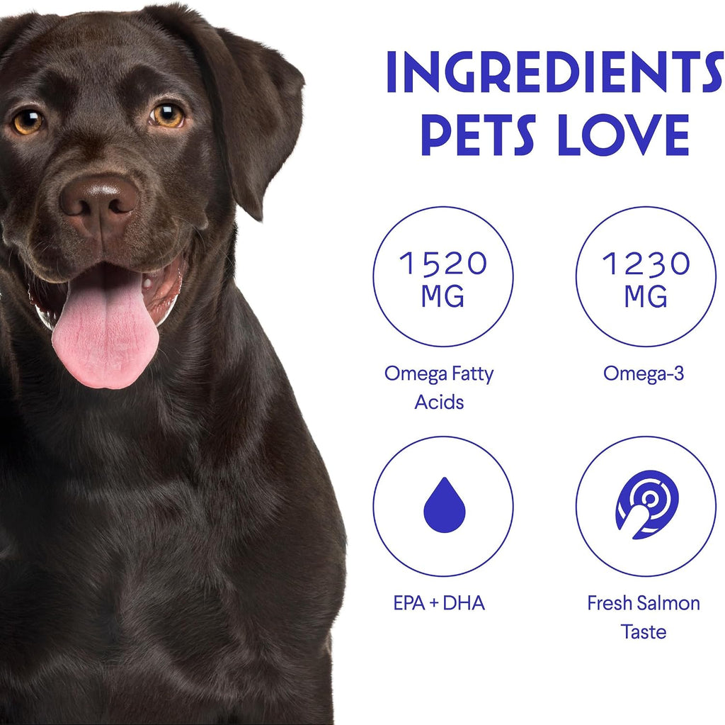 Wonder Paws Fish Oil for Dogs - Omega 3 for Dogs from Alaskan Salmon, Cod & Krill Oil - EPA DHA Fatty Acids - Less Shedding & Itching - Skin, Joint, Immune & Heart Health - Liquid Supplement (16 oz)