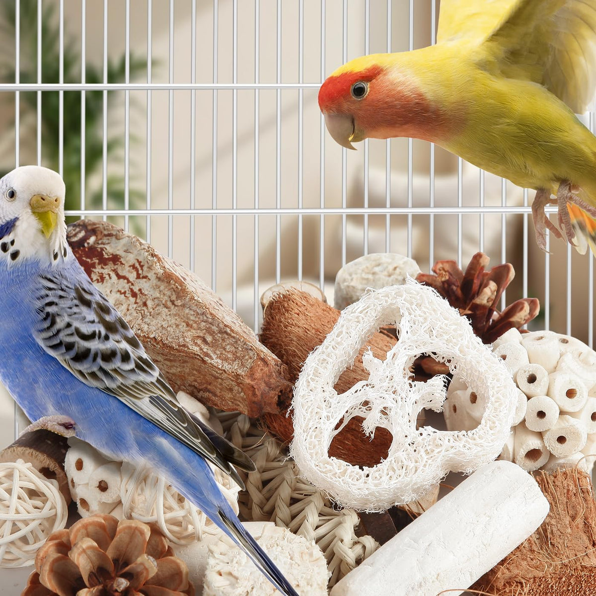 Kyouki Bird Toys Parrot Toys Natural Bird Foraging Box Foot for Parakeets,Cockatiels,Conures,Love Birds,and Other Small to Medium Birds (Medium)