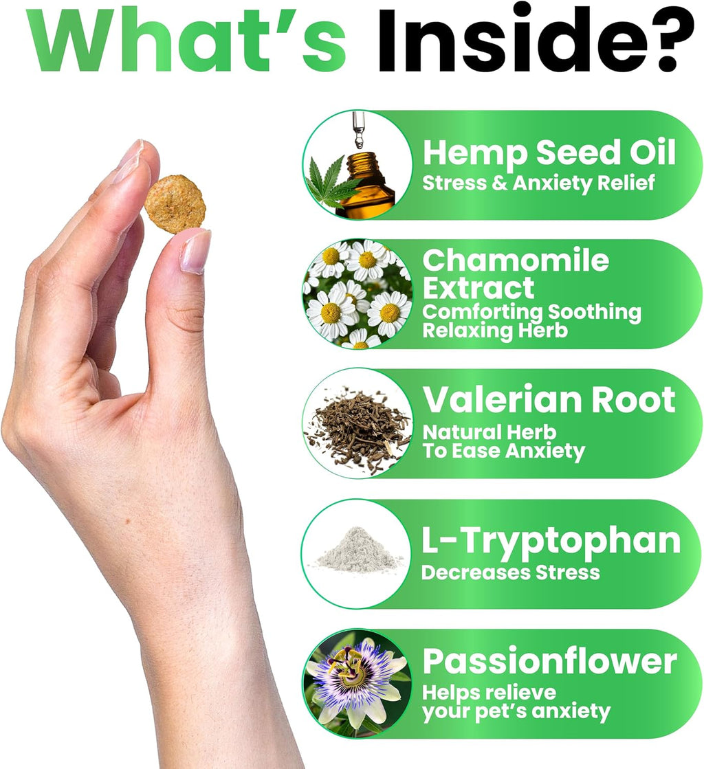 Hemp Calming Chews for Dogs - Dog Calming Chews, 170 Anxiety Relief Treats | Calming Treats with Hemp Oil - Sleep Aid - Advanced Health Hip & Joint Support Supplement Health & Wellness, Made in USA