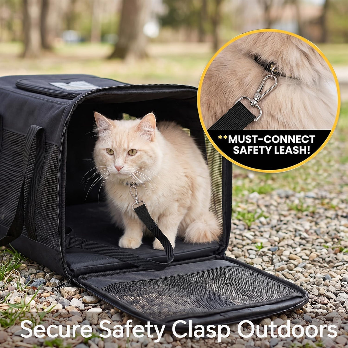 Conlun Cat Carrier Soft-Sided Pets Travel Carriers up to 15 Lbs,Black M