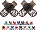 PUPTECK Anti-Slip Dog Socks with Double Sides Grips for Small Medium Large Dogs Hardwood Floors Prevents Licking, Dog Shoes for Hot Pavement Traction Control Paw Protector for Senior Dogs, Grey L