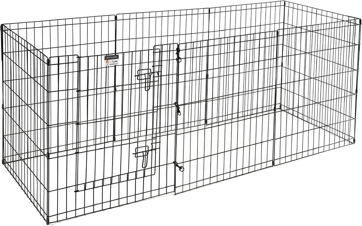 Dog Playpen - Foldable Metal Exercise Puppy Play Pen with 8 24x30in Panels - Indoor/Outdoor Pen with Door for Dogs, Cats or Small Animals by PETMAKER