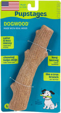 Pupstages Dogwood Stick Dog Chew Toy, Made in USA, Medium, 7.4" | Real-Wood Blend, Natural Wood Flavor, No Nylon, Dishwasher-Safe, Moderate Chewers, Medium Dogs (26-35 lbs)