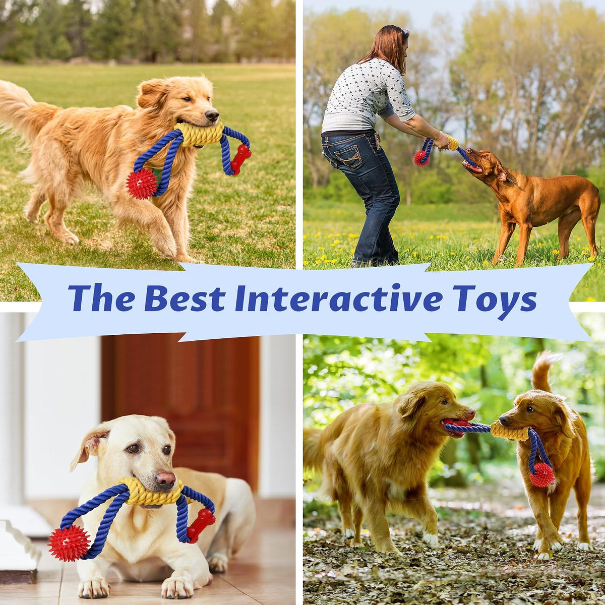 Aitmexcn Dog Rope Toy, Interactive Tug of War Toy for Medium and Large Dogs | Natural Cotton, Durable Chew Toys for Boredom, Teeth Cleaning, Pull Rope Toy for Dogs
