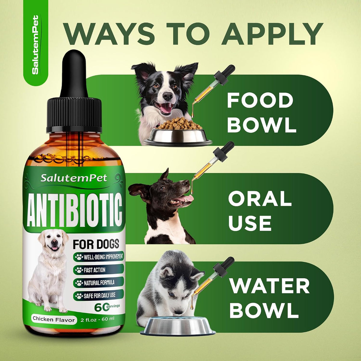Dog Antibiotics for Infections, Cough, & Itching | Natural Antibiotics for Dogs for All Ages to Promote Wound Healing | Dog UTI Treatment and Tooth Infection Treatment | Chicken Flavor | 2 Oz