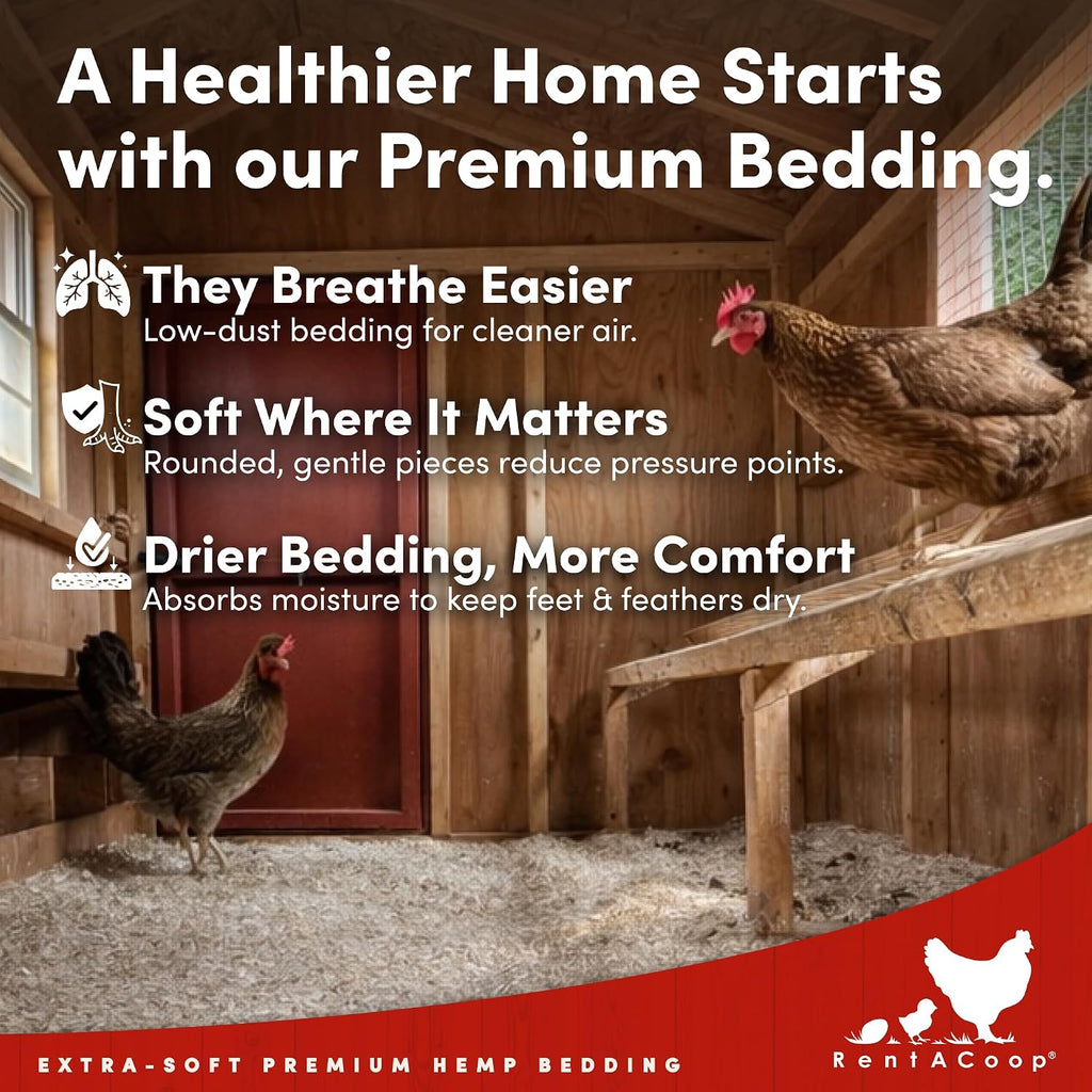 RentACoop Premium Hemp Bedding for Chickens, Rabbits, Horses - 300L (30lbs)