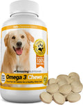 Amazing Omega 3 for Dogs - Fish Oil for Dogs Supplement 120 Bacon Chews - Itchy Skin, Dry Skin, Shedding & Coat Support - Omega Fatty Acids EPA DHA - Made in USA
