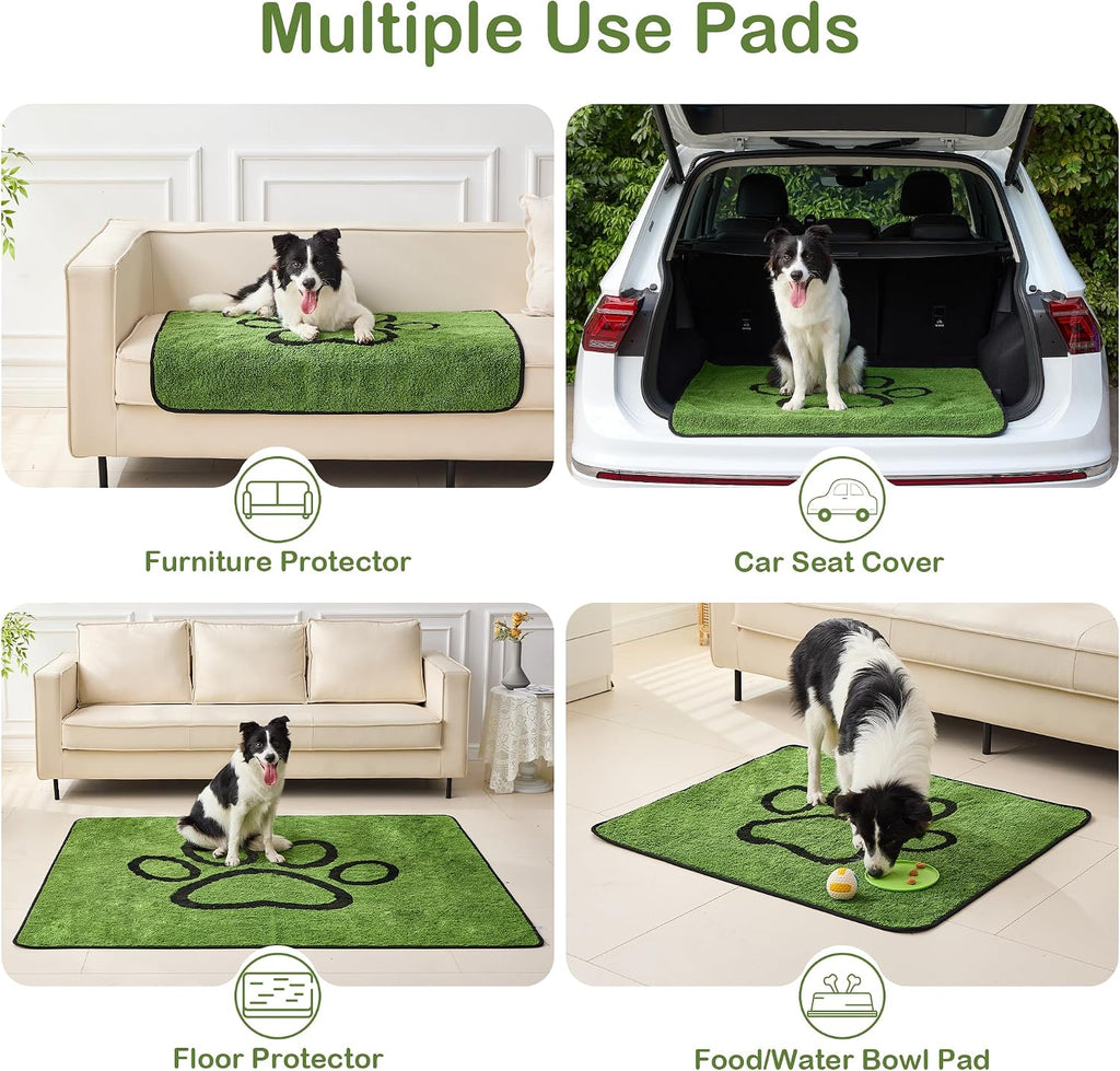 Qeils Reusable Dog Pee Pads, Washable Puppy Pads, Leak-Proof 18"x24" 2 Pack | Super Absorbent And Non-Slip Potty Training Pads, Soft Paw Print Plush Design, Ideal For Crates, Couch, Car Seats & Pet Beds