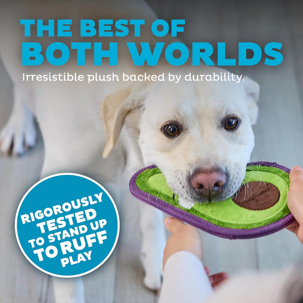 Outward Hound Tough Skinz Durable Chew Plush Squeaky Dog Toy, Avocado, 9" | 4 Tough Layers, Triple Stitched Seams, No Stuffing, Less Mess, Jumbo Squeaker, Fetch & Toss, Tough Chewers, Dogs & Puppies