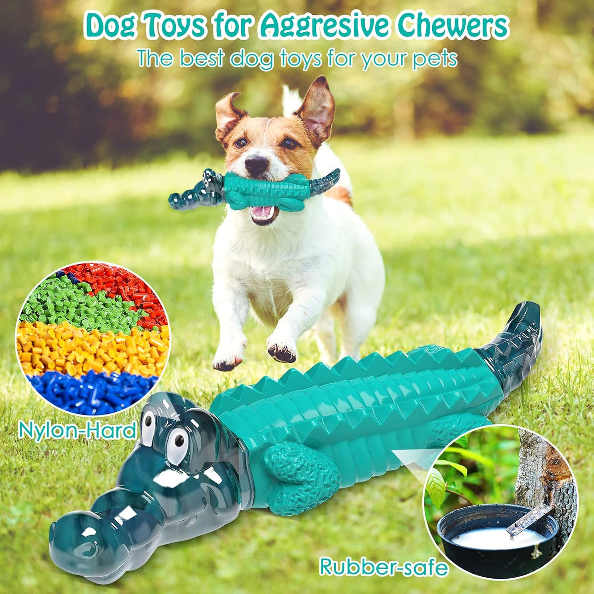 Jeefome Dog Toys for Aggressive Chewers: Tough,Indestructible Chew Toy | Teeth Cleaning Alligator Toy for Small Medium Large Breed,Long Lating Fun,Keep Them Busy