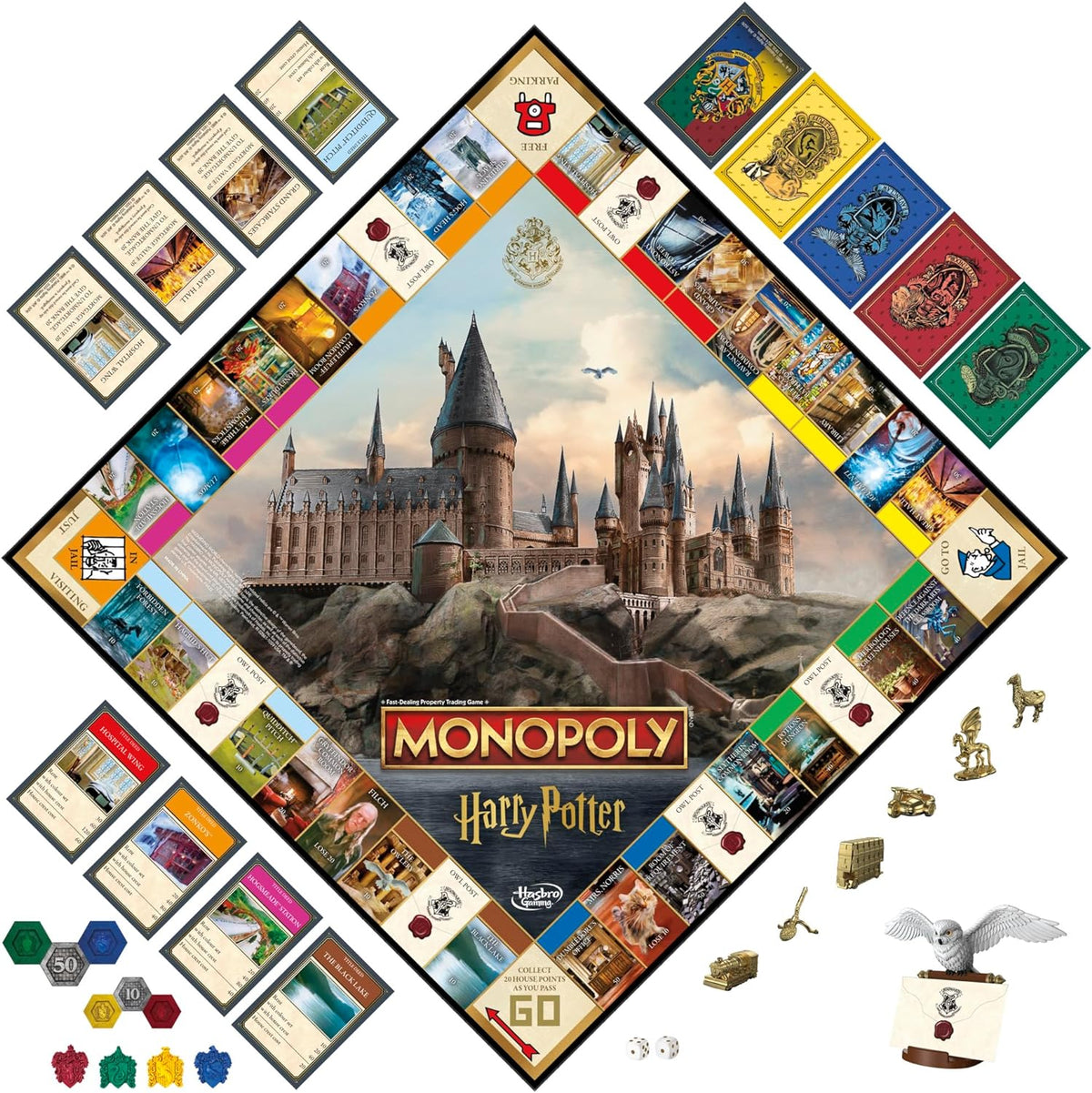 Hasbro Gaming Monopoly Harry Potter Edition Board Game | A Magical Adventure at Hogwarts | Ages 8 and Up | 2 to 6 Players | Family Games | Gifts for Kids and Adults