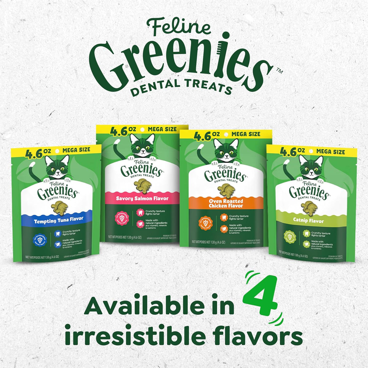 Greenies Feline Natural Crunchy Dental Cat Treats, Salmon Flavor, 9.75 oz