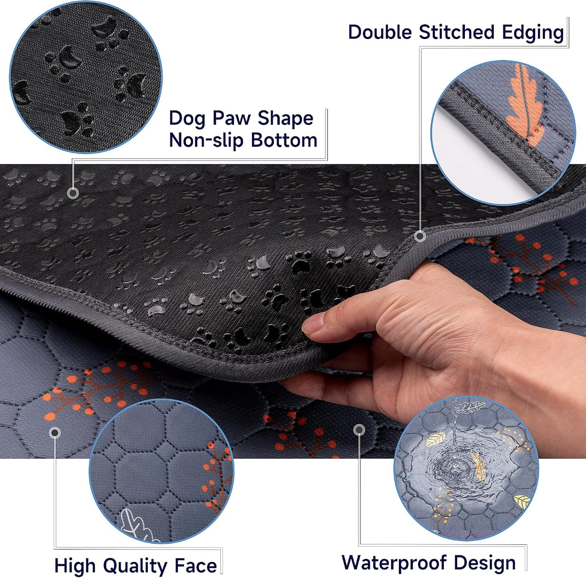 Sunheir Washable Pee Pads for Dogs, Reusable Puppy Pads for Dog Playpen 2PC | Thick Super Absorbent, Leak-Proof & Non-Slip, Waterproof Dog Pads for Puppy Playpen, Crate, Whelping Box, Potty Training Grey