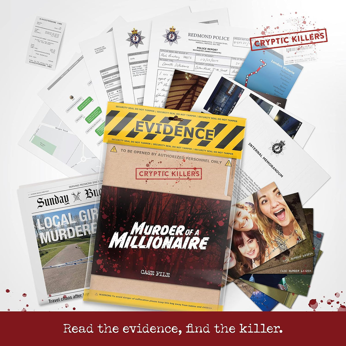 Cryptic Killers Unsolved Murder Mystery Game - Cold Case File Investigation - Detective Clues/Evidence - Solve the Crime - for Individuals, Date Nights & Party Groups - Murder of a Millionaire