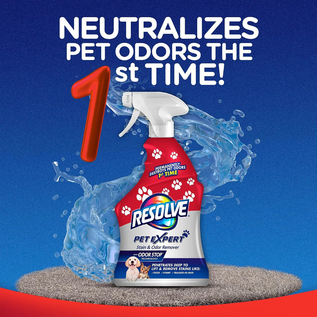 Resolve Pet Expert Stain and Odor Remover, Carpet Cleaner, Pet Stain and Odor Remover, Carpet & Upholstery Cleaner - Removes Stains and Odors, 22 oz