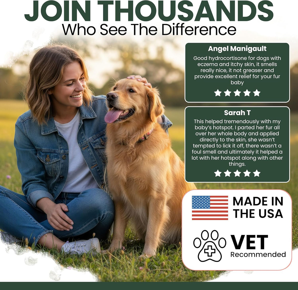 Hydrocortisone Lotion for Dogs - 4 oz Anti Itch Cream for Skin | Dermatitis Relief, Moist Eczema Support, Bug Bite Soothing, Easy Application, Made in USA