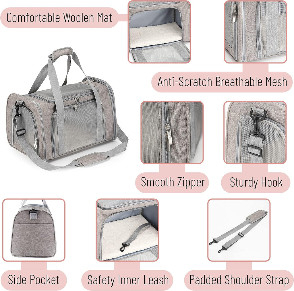 Mr. Pen- Pet Carrier, 17.5" x 11.2" x 11.5", Medium Size, Gray