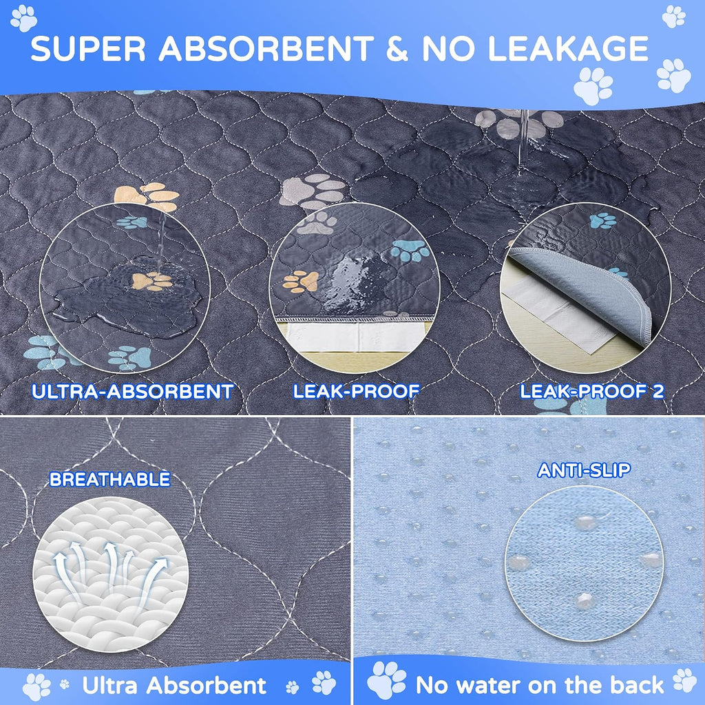 Aitmexcn Washable Pee Pads for Dogs, 2 Pack Reusable Puppy Pads, 24''x36'' | Super Absorbent, Leakproof, Machine Washable, Non-Slip Bottom, For Puppy Training, Crates and Small Floor Areas