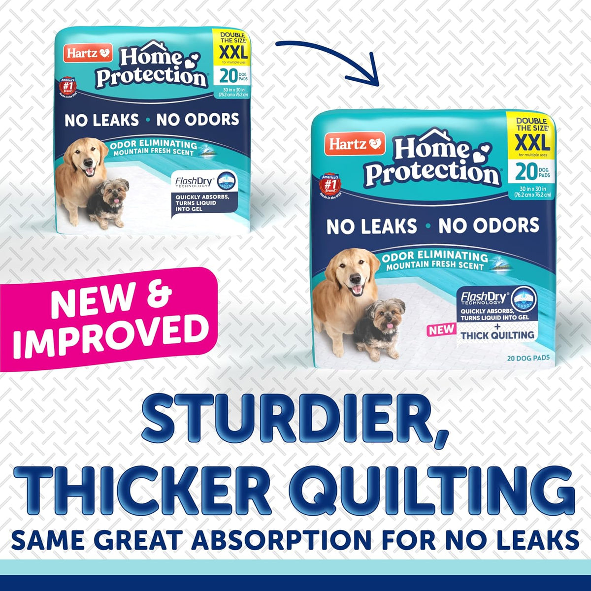 Hartz Home Protection Super Absorbent Odor Eliminating Mountain Fresh Scented No Leak Dog Pads, XXL 20 Count