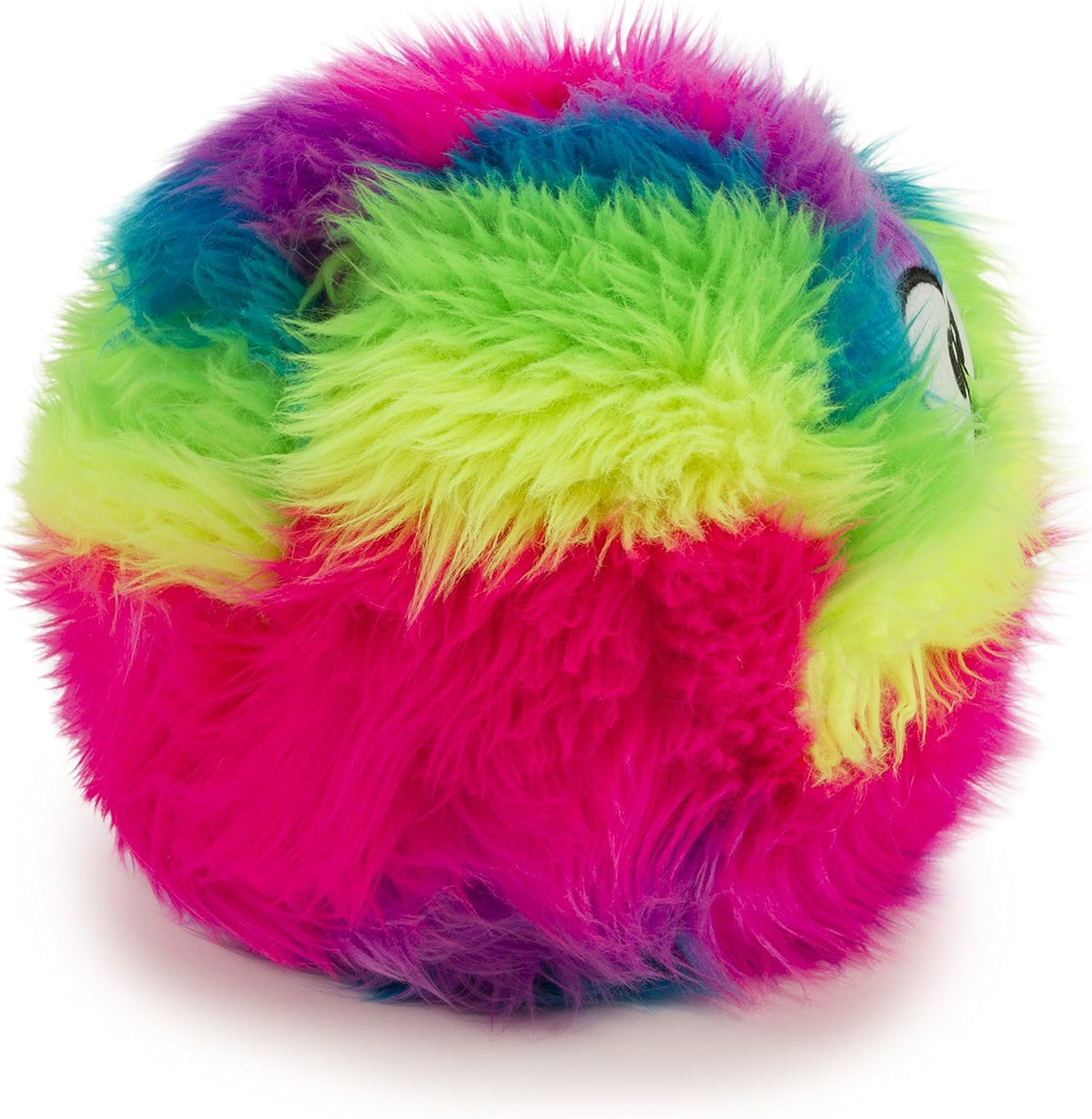 goDog Furballz Squeaky Plush Ball Dog Toy, Chew Guard Technology - Rainbow, Large