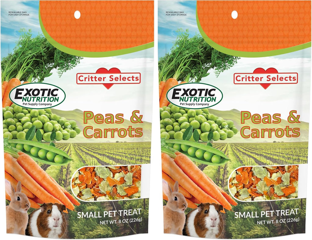 Exotic Nutrition Peas & Carrots 8 oz. - Healthy Natural Mixed Dried Vegetable Treat - for Rabbits, Guinea Pigs, Hamsters, Chinchillas and Small Pets